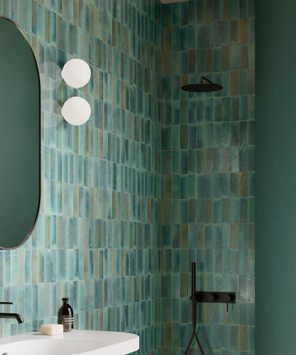 zellige 2x6 subway gleeze tile turchese walls