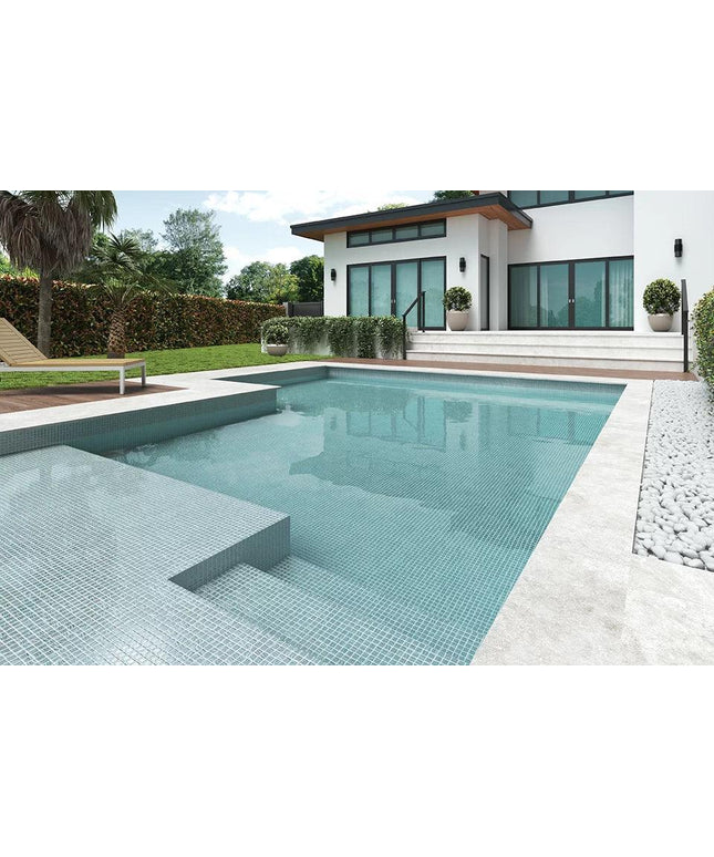 glitter grey pool tiles