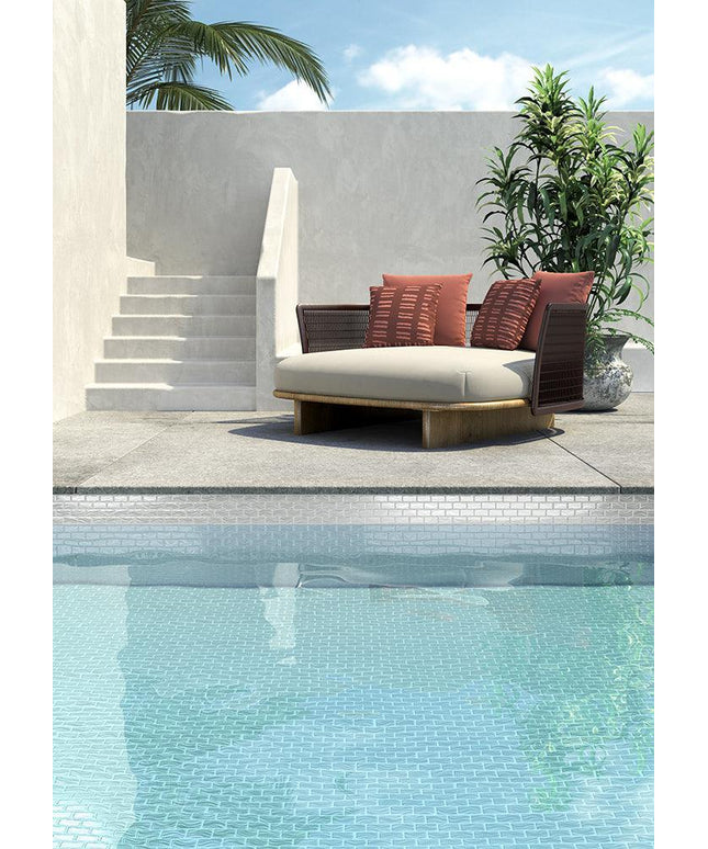 glitter white pool tiles