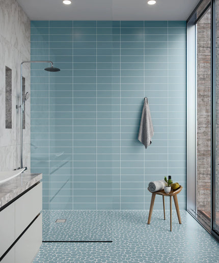 azure shower wall tile