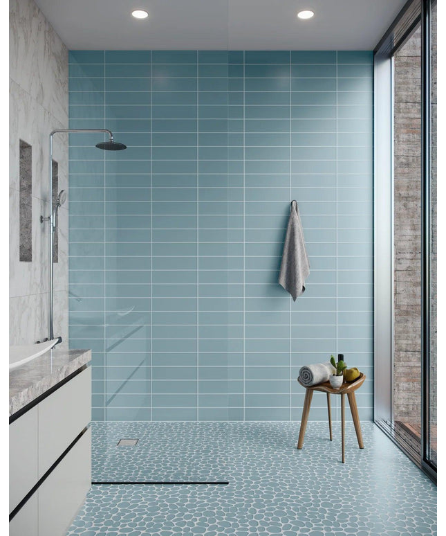 azure shower wall tile