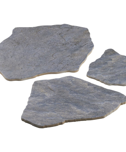 Three gray stone slabs on a white background