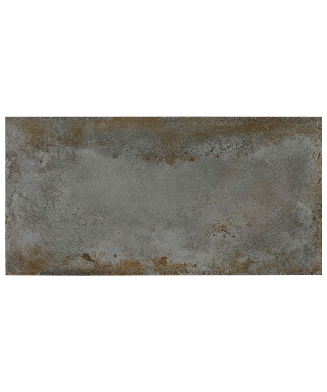 Rectangular tile with a textured, brownish-gray surface on a white background