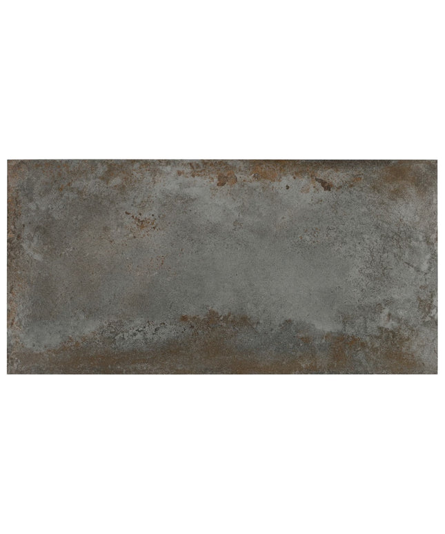 Rectangular tile with a textured, brownish-gray surface on a white background