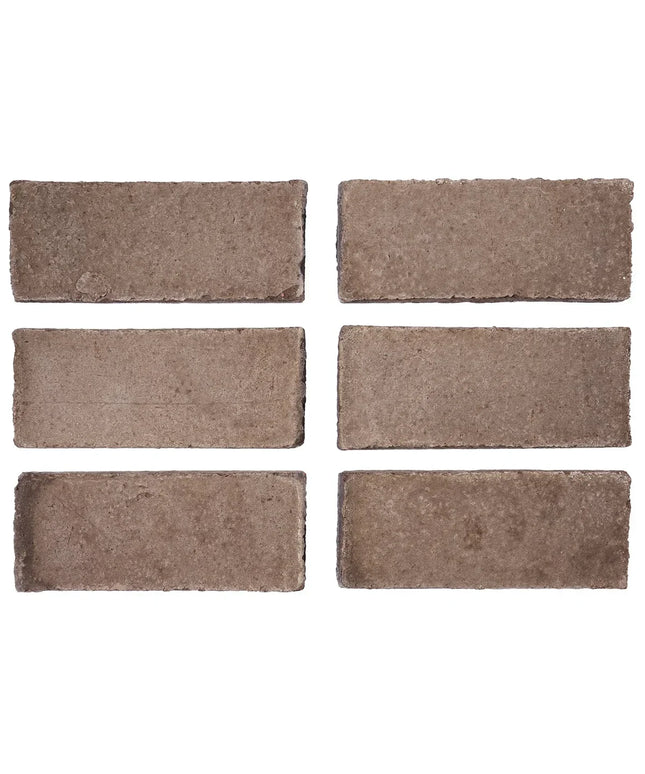 Set of six rectangular brown tiles on a white background