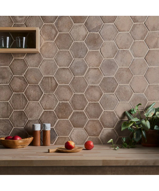 Terracotta Clay Presealed Hexagon Tile Matte 4"