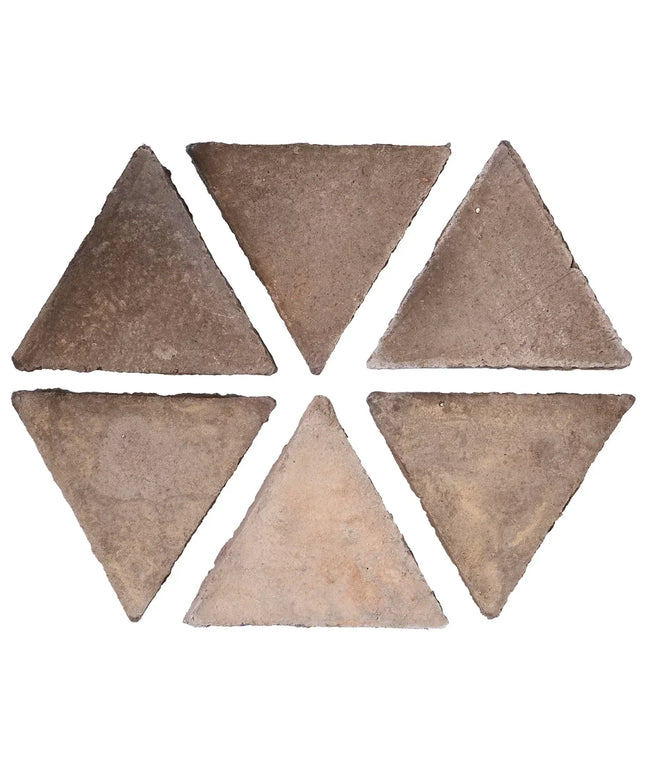 Six triangular tiles arranged in a hexagonal pattern on a white background