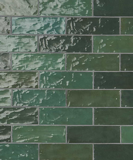 green 3x8 subway wall tile