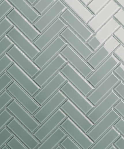 green 4x12 herringbone subway tile