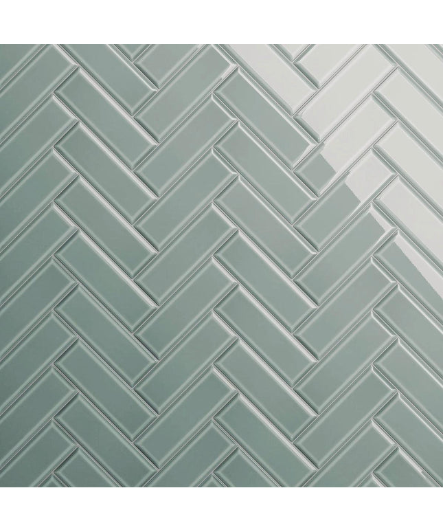 green 4x12 herringbone subway tile