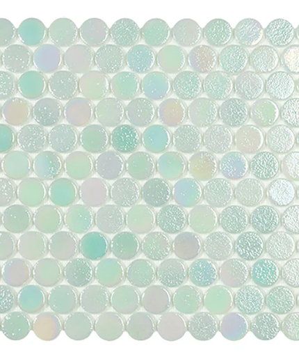 circle penny round glass mosaic 1x1 aqua black blend