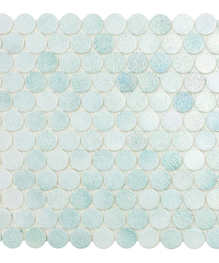 circle penny round glass mosaic 1x1 aqua black circle