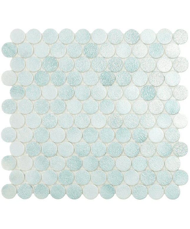 circle penny round glass mosaic 1x1 aqua black circle