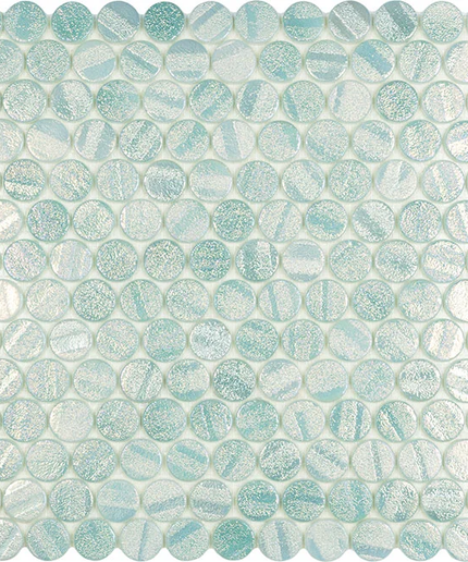 circle penny round glass mosaic 1x1 aqua dark blue