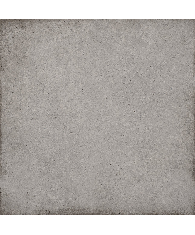 A square gray textured tile or panel with a distressed, weathered concrete-like finish and darker worn edges.
