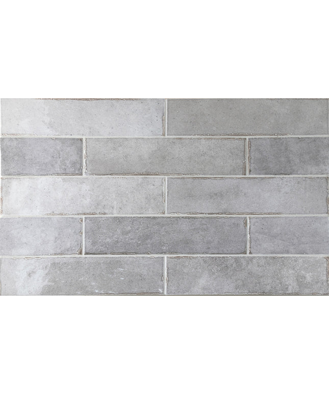 Pattern of gray tiles with a brick-like design
