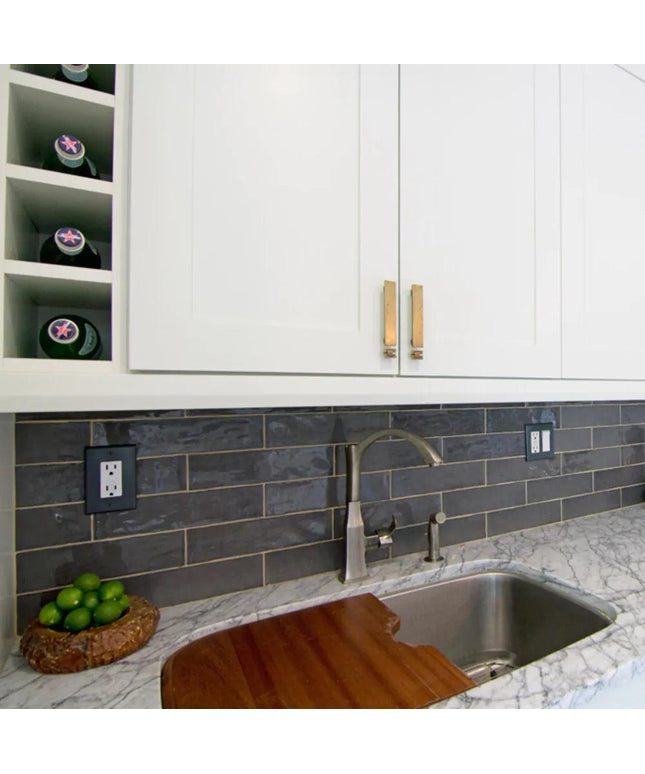  3x12 wall tiles gris oscuro backsplash