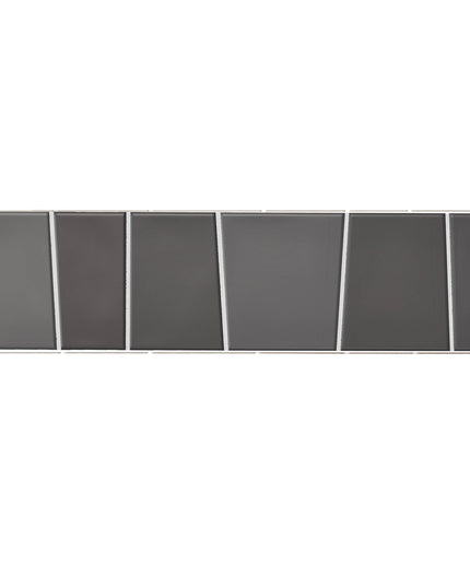 Six rectangular dark gray panels arranged in a row with thin white dividers, shown against a plain white background.