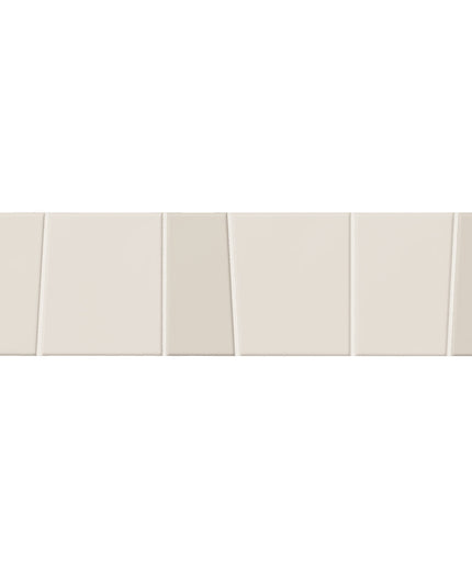 Six rectangular ceramic wall tiles in a warm off-white or cream color, arranged in a horizontal row against a solid white background.