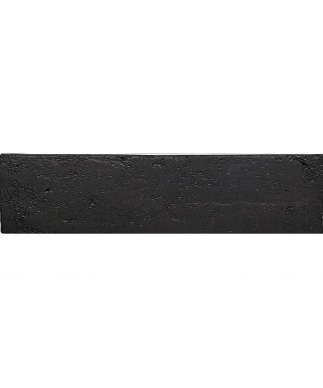 Rectangular black Italian terracotta tile with textured matte finish, 3x12 inch size
