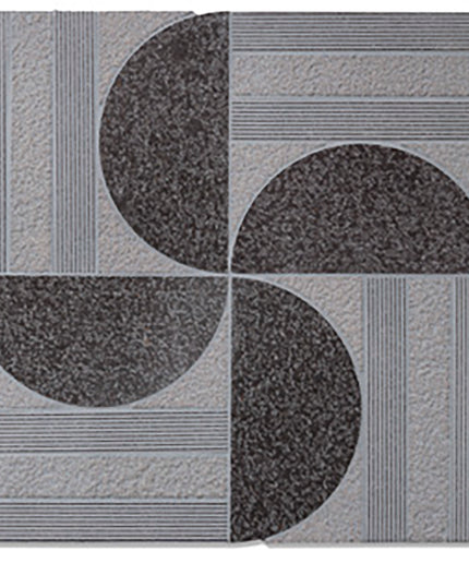 Gray and black patterned rug with geometric design