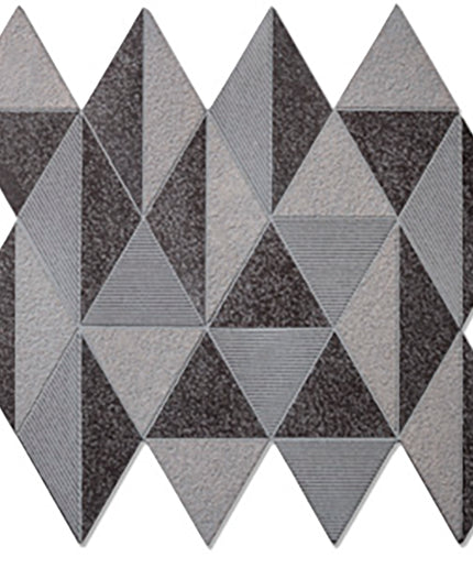 Geometric pattern of gray and black triangles on a white background