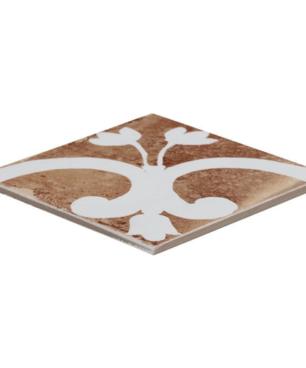 Decorative tile with floral pattern on a white background