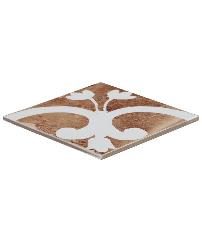 Decorative tile with floral pattern on a white background