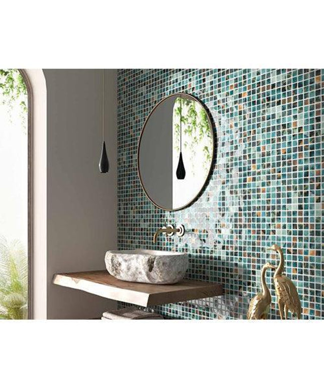 estelar squares glass mosaic tile 1.5x1.5 blue squares