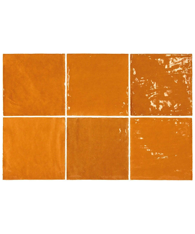 Six orange tiles with different textures arranged in a 2x3 grid.