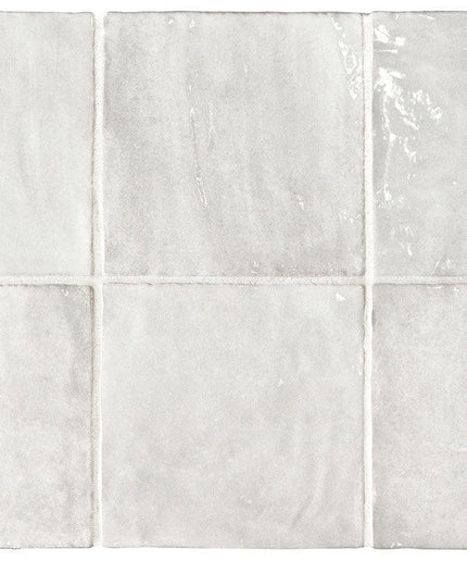 Set of six square tiles with a light gray marble pattern on a white background