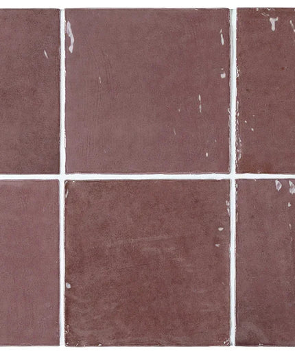 Six square tiles with a reddish-brown color pattern.