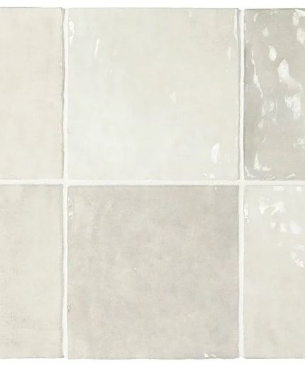 Set of six square tiles with a light gray texture