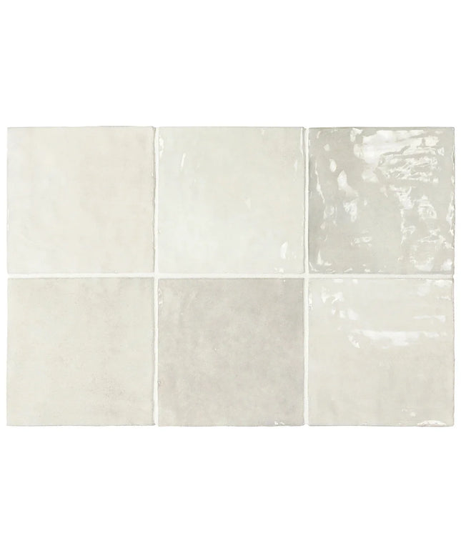 Set of six square tiles with a light gray texture