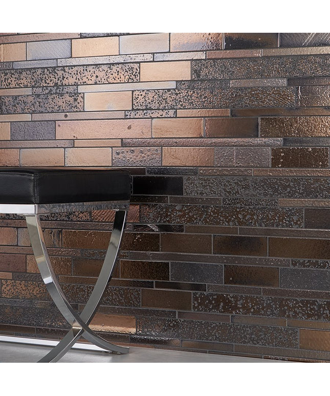 Patterned wall tile with a modern chair in front