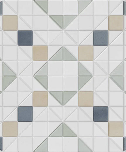 Patterned tile with geometric design on a white background