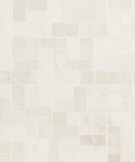 Antique natural stone floor tiles in a light beige rectangular pattern