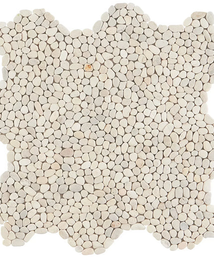 Lovina stone micro tile mosaic sheet with small beige pebble tiles, ideal for bathrooms or backsplash.