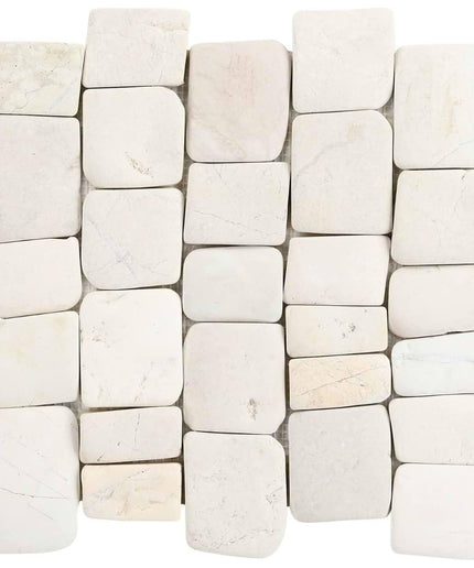 Square stone tiles arranged in a pattern on a white background