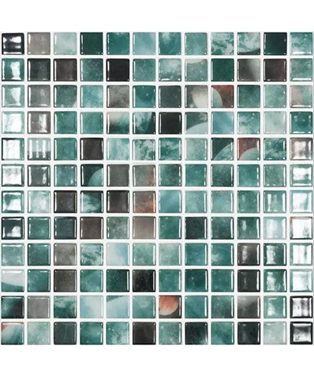 estelar squares glass mosaic tile 1.5x1.5 green squares