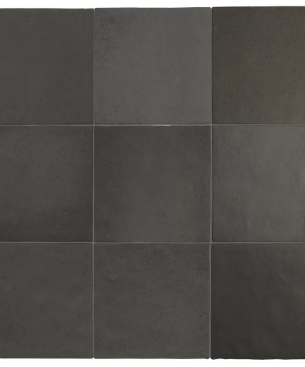 A 3x3 grid of dark charcoal gray square tiles with a matte, textured surface, arranged in a clean pattern on a white background.