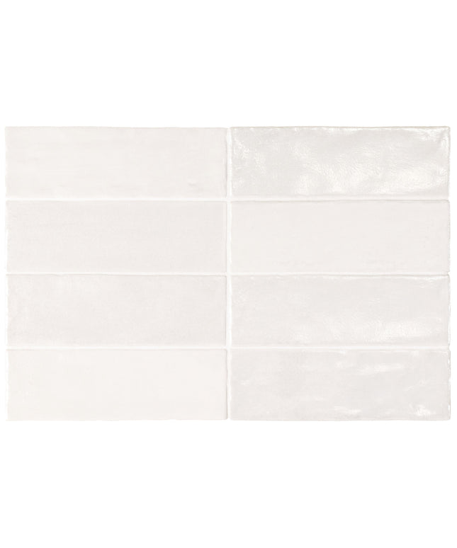 Four white tiles arranged in a grid pattern on a white background