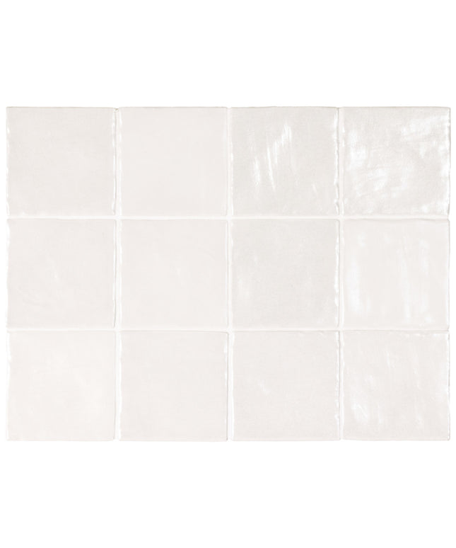 White ceramic tiles arranged in a grid pattern