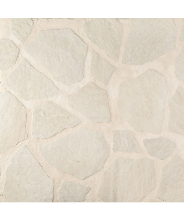 Close-up of stone-patterned tiles in neutral colors