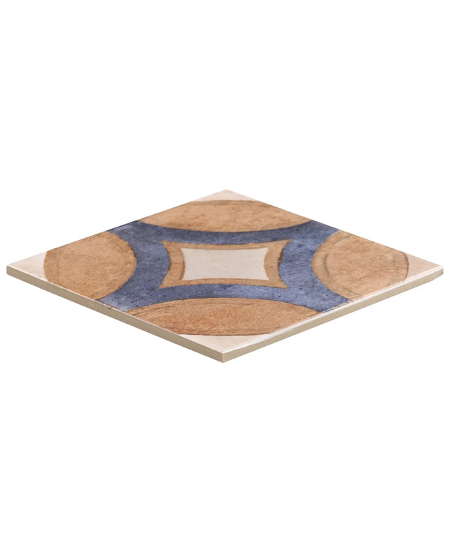 Decorative tile with geometric pattern on a white background