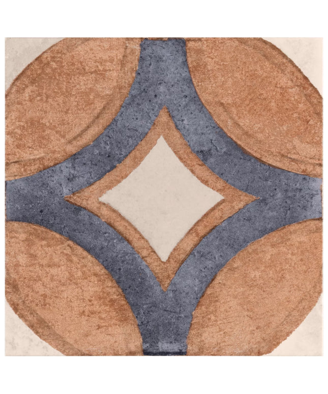 Close-up of a patterned rug with geometric design