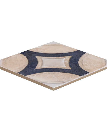 Decorative tile with geometric pattern on a white background