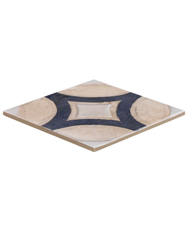 Decorative tile with geometric pattern on a white background