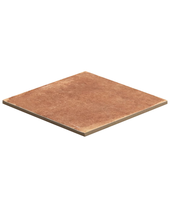 Square ceramic tile with a brownish-red color on a white background