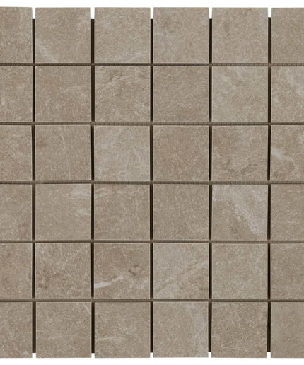 Beige square tiles arranged in a grid pattern